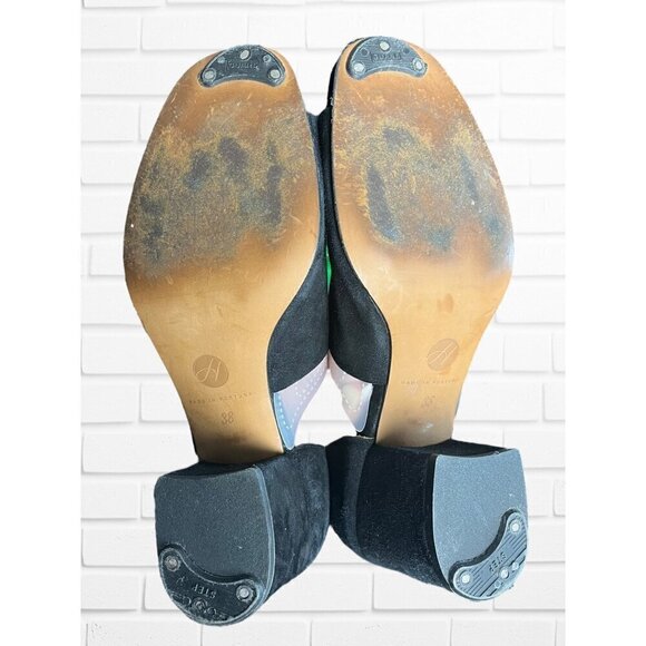 Fly London Women's Size 38 D'Orsay Block Heels Black Suede‎ Ankle Lace Tie Up - Picture 10 of 12